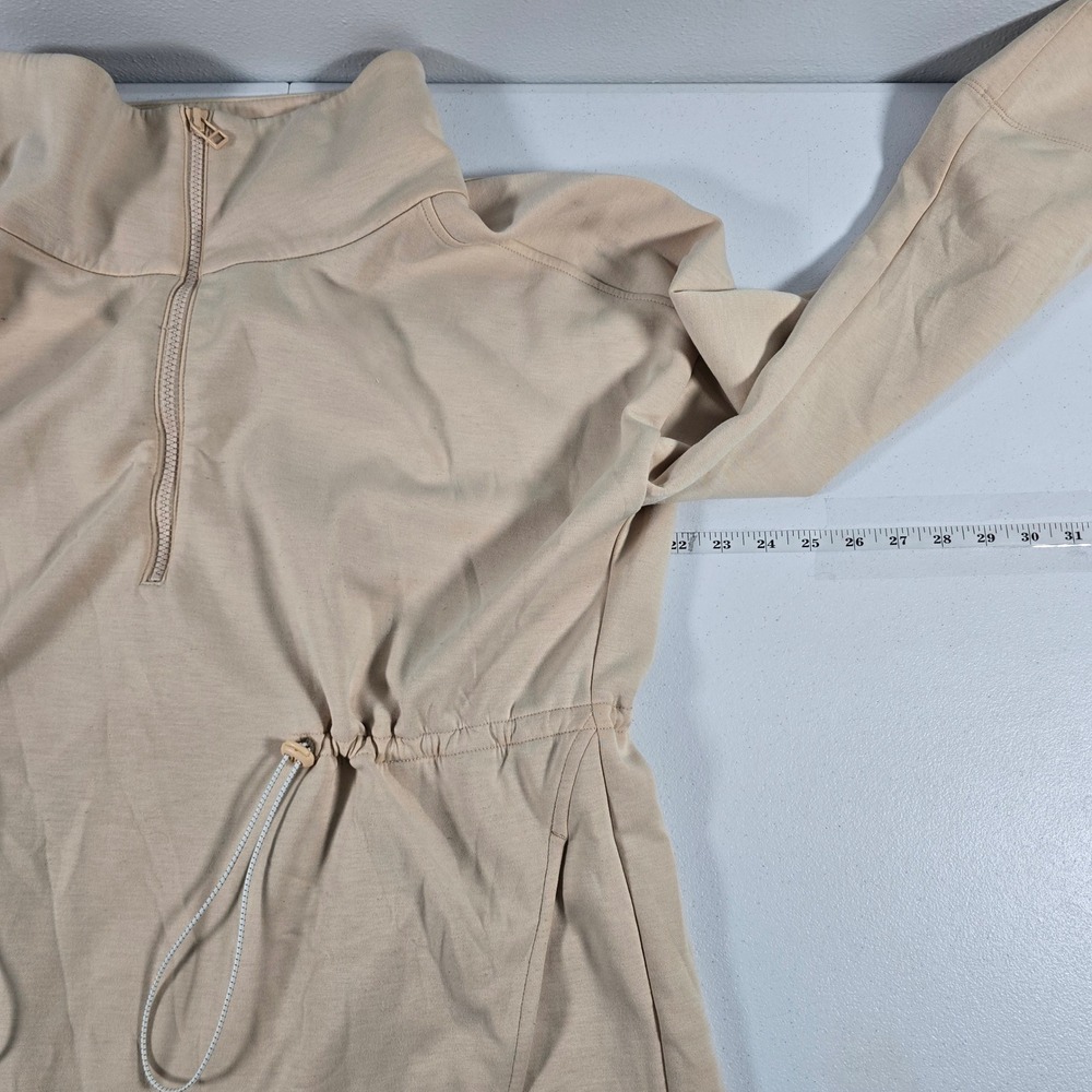 Saturday Sunday Anthropologie Beige Quarter Zip Drawstring Pullover Sweatshirt M - Picture 2 of 8